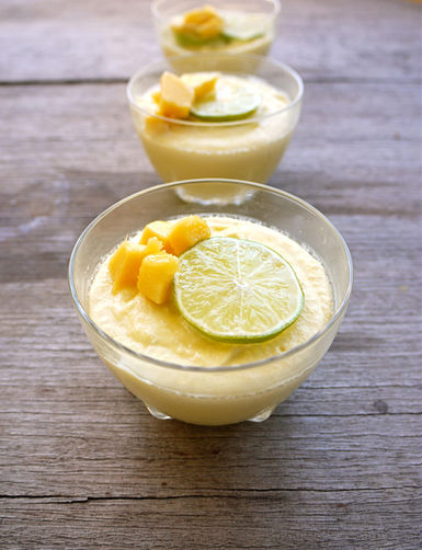 Raw Mango, Lime & Coconut Puddings