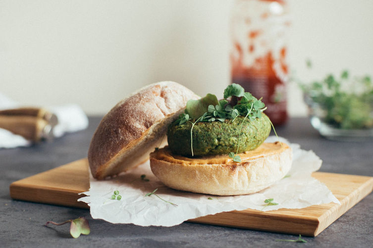 Spinach, Mung Bean, and Millet Burgers