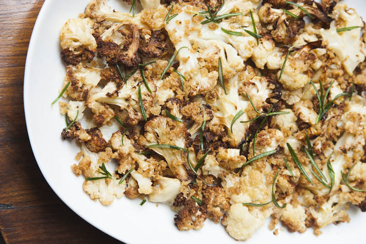 Roasted Cauliflower with Breadcrumbs and Fried Rosemary