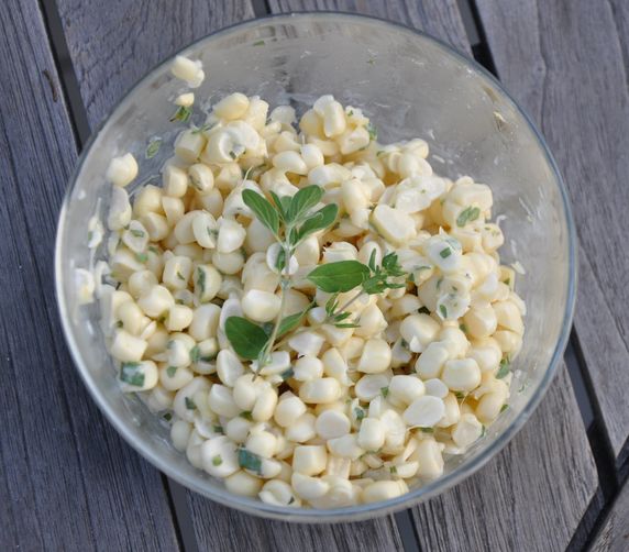 Raw Sweet Corn Tossed with Buttermilk and Herbs