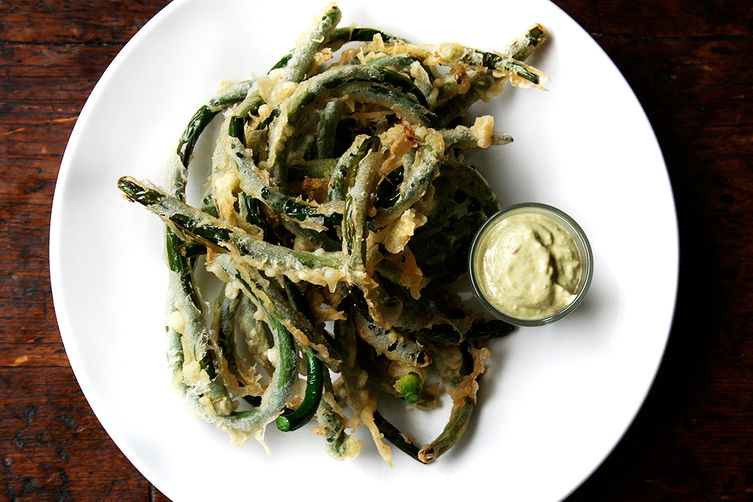 Tempura Garlic Scapes with Garlic Scape Aioli