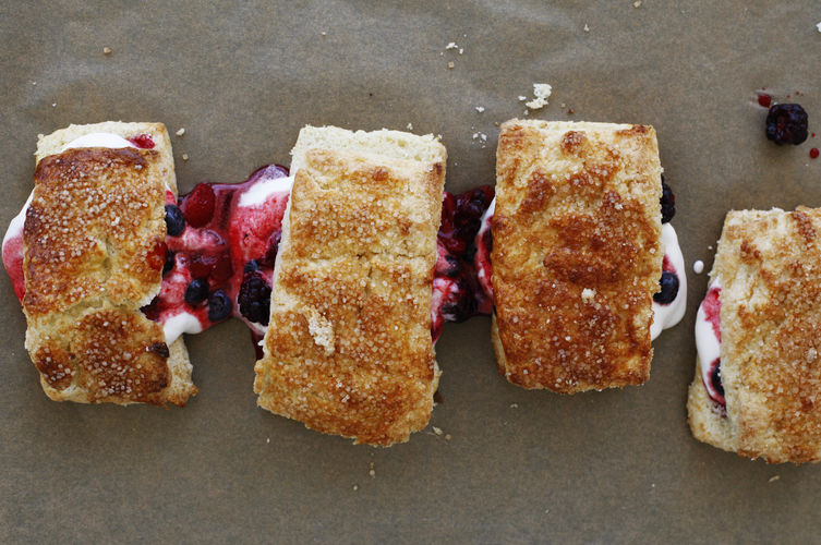 Biscuits With Summer Berries and Whipped Cream