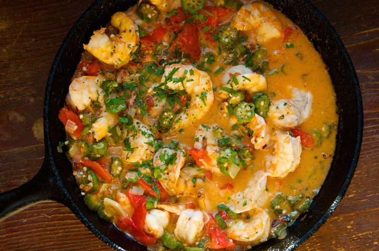 do you add okra to shrimp stew