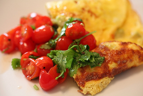 Avocado Omelet with Cherry Tomato Lime Relish