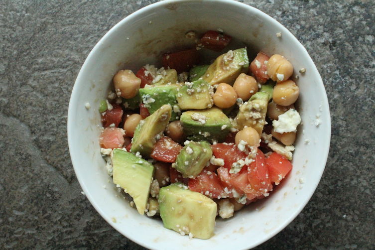 Garbanzo Bean Salad with Tomato, Avocado, Blue Cheese and Balsamic