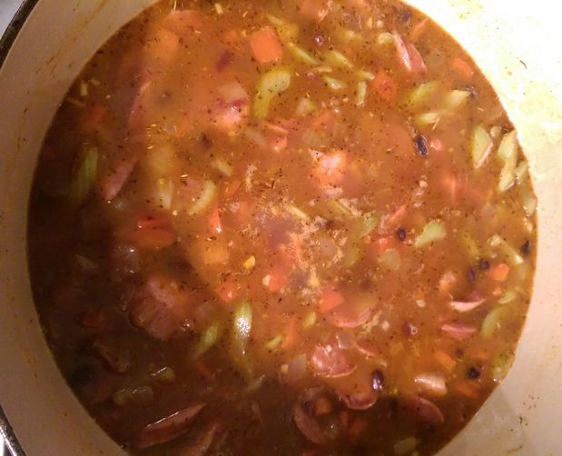 Spicy Black Bean Soup with Andouille Sausage recipe on