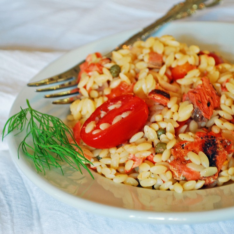 Grilled Salmon Orzo Salad recipe on Food52.com