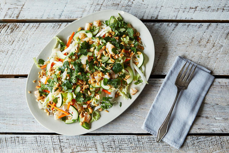 Salmon with a Thai Curry Sauce + Rice Noodle Salad