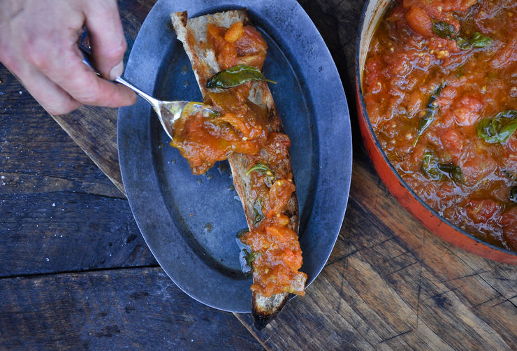 Fresh Tomato Sauce and Tuna Steaks, on the Grill