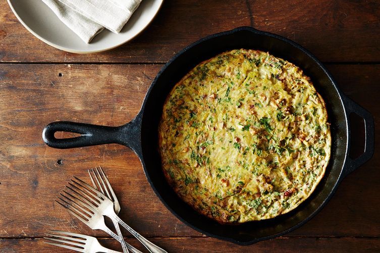 Baked Onion-Walnut Frittata + Crispy Delicata Rings