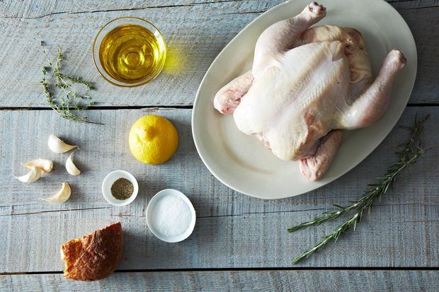 Roasted Chicken with Garlic and Bread