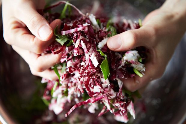 Bagna Cauda Toasts with Radicchio, Egg, and Avocado