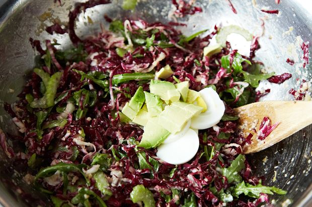 Bagna Cauda Toasts with Radicchio, Egg, and Avocado