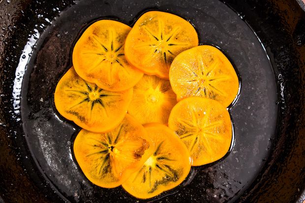 Maple Persimmon Upside-Down Cake with Maple Cream Recipe on Food52